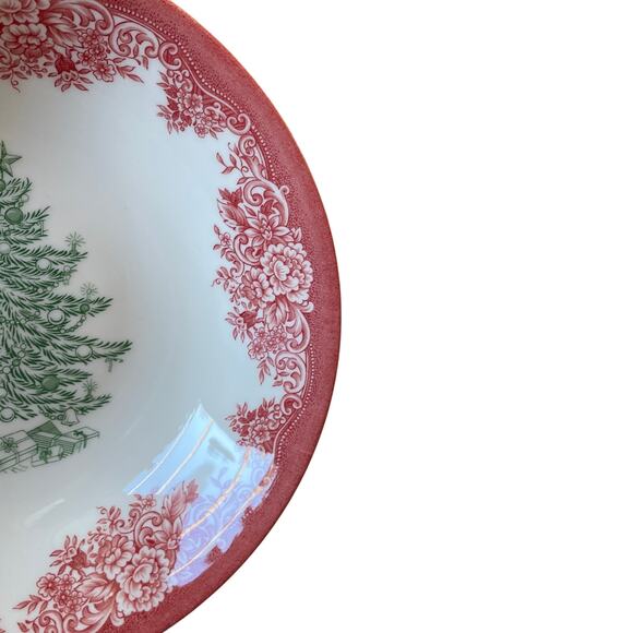 Royal Stafford CHRISTMAS TREE Porcelain Pasta Bowls 9" Red Green Set of 4 NEW - Picture 6 of 10